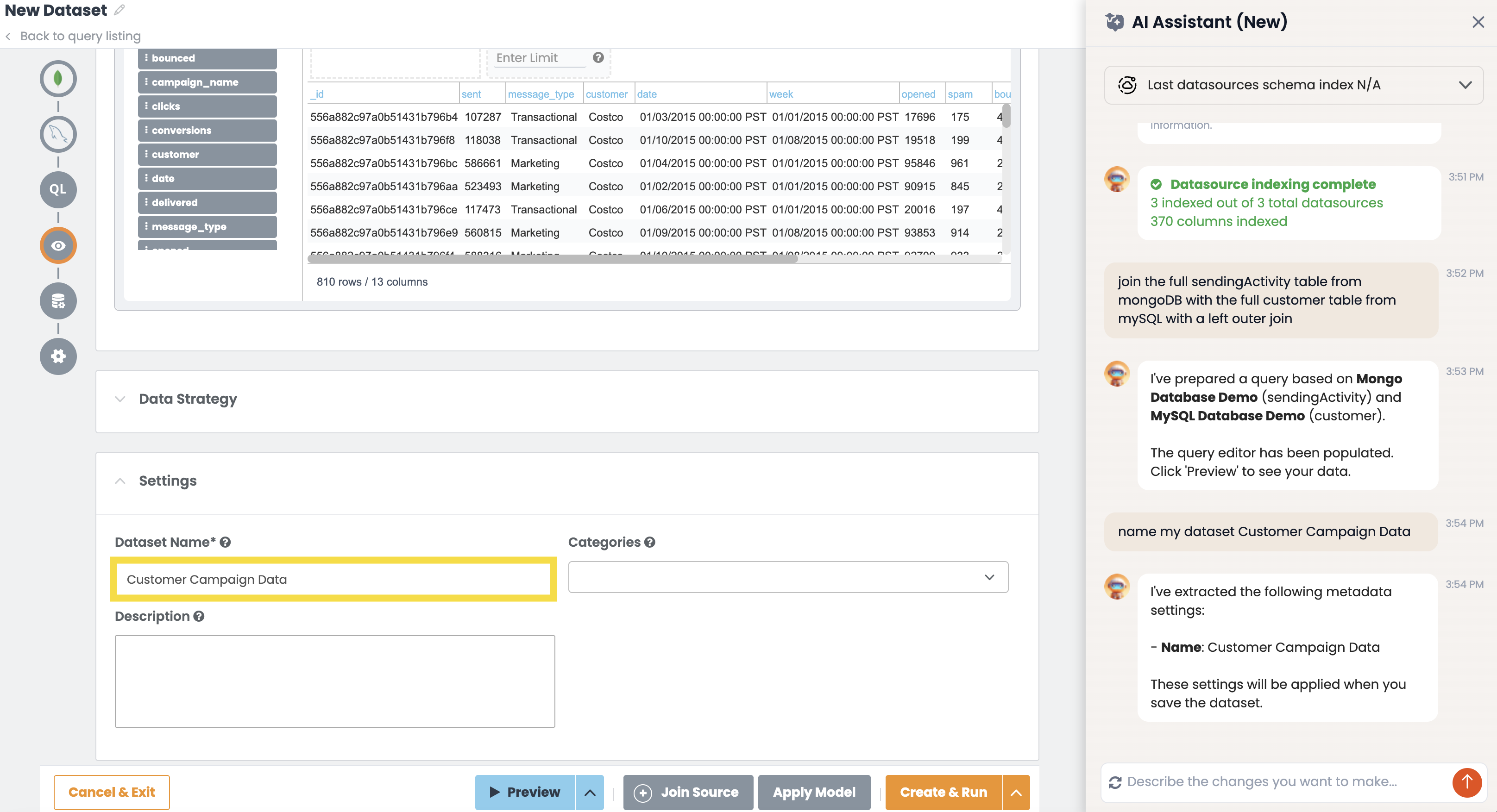 Query Agent name dataset