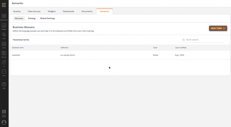 Semantic Layer Business Glossary